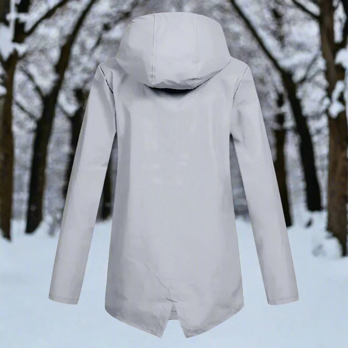 Women's waterproof hooded rain jacket zip-up longline